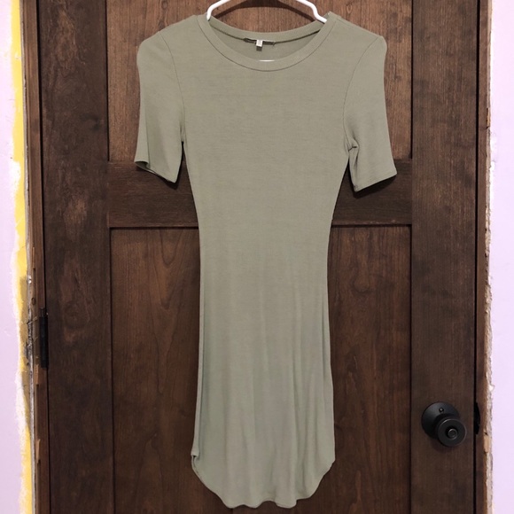 Green Ribbed Bodycon Dress - Picture 3 of 6